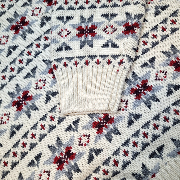 Chaps Mens NWT Knit Sweater XL Cotton Wool Blend Fair Isle Winter Snowflakes - Picture 9 of 14